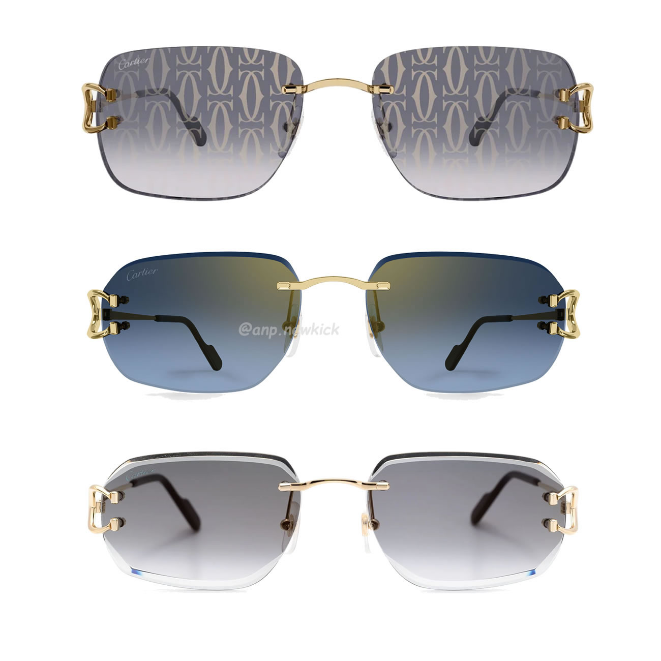 Cartier Eyewear Rimless Rectangle Frame Sunglasses (1) - newkick.org
